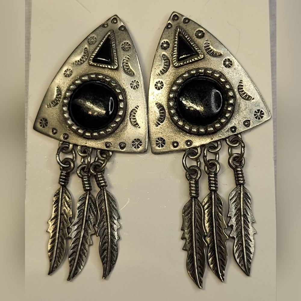 1988 Vintage JJ Jonette South West Style Pewter Earrings